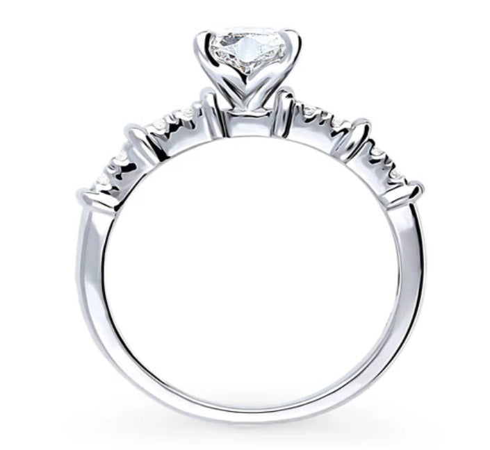 Solitaire Heart 0.7ct CZ Ring in Sterling Silver