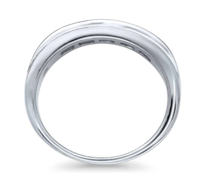 5-Stone Channel Set Princess CZ Half Eternity Ring in Sterling Silver