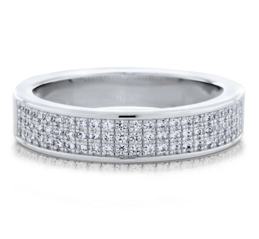 Micro Pave Set CZ Half Eternity Ring in Sterling Silver