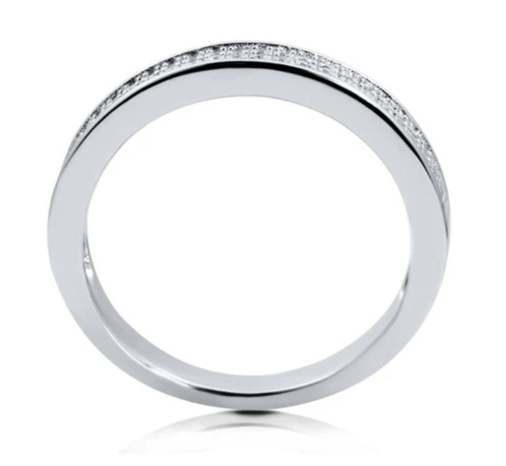 Micro Pave Set CZ Half Eternity Ring in Sterling Silver