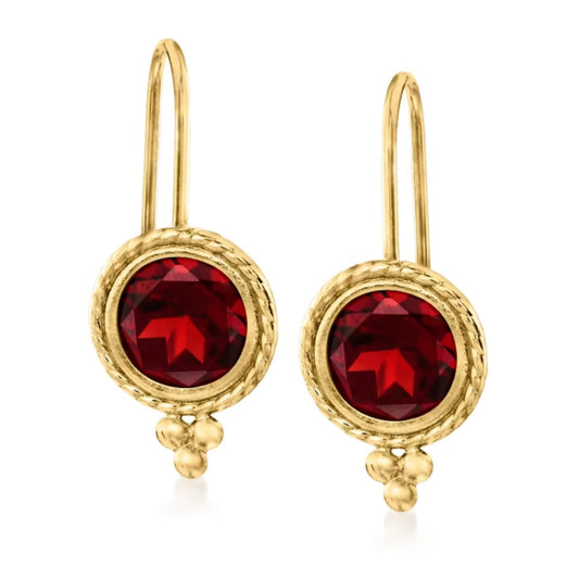 2.00 ctw Garnet Drop Earrings in 14kt Yellow Gold