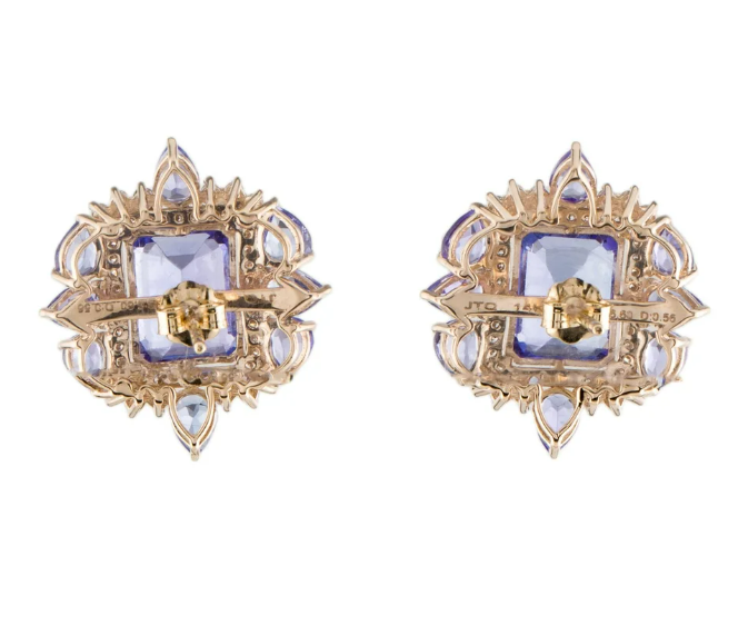 14K 6.60ctw Tanzanite & Diamond Earrings