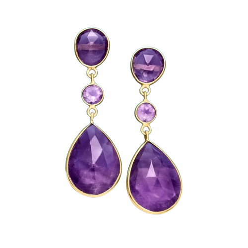 24.50 ctw. Amethyst Drop Earrings in 18kt Gold Over Sterling