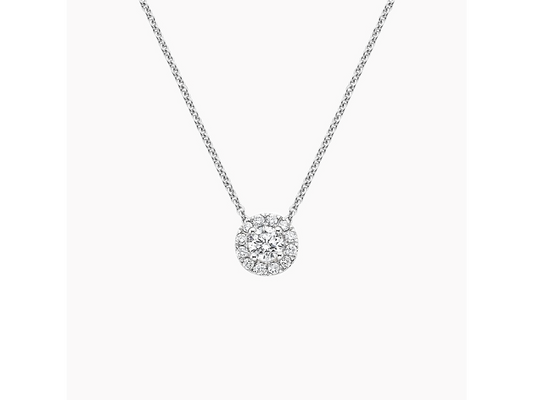 Dazzling Halo 18K White Gold Diamond Pendant 2/5 ctw