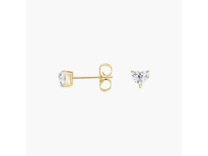 Romantic Chic 14K Yellow Gold Heart Lab Diamond Stud Earrings (1/4 ctw)