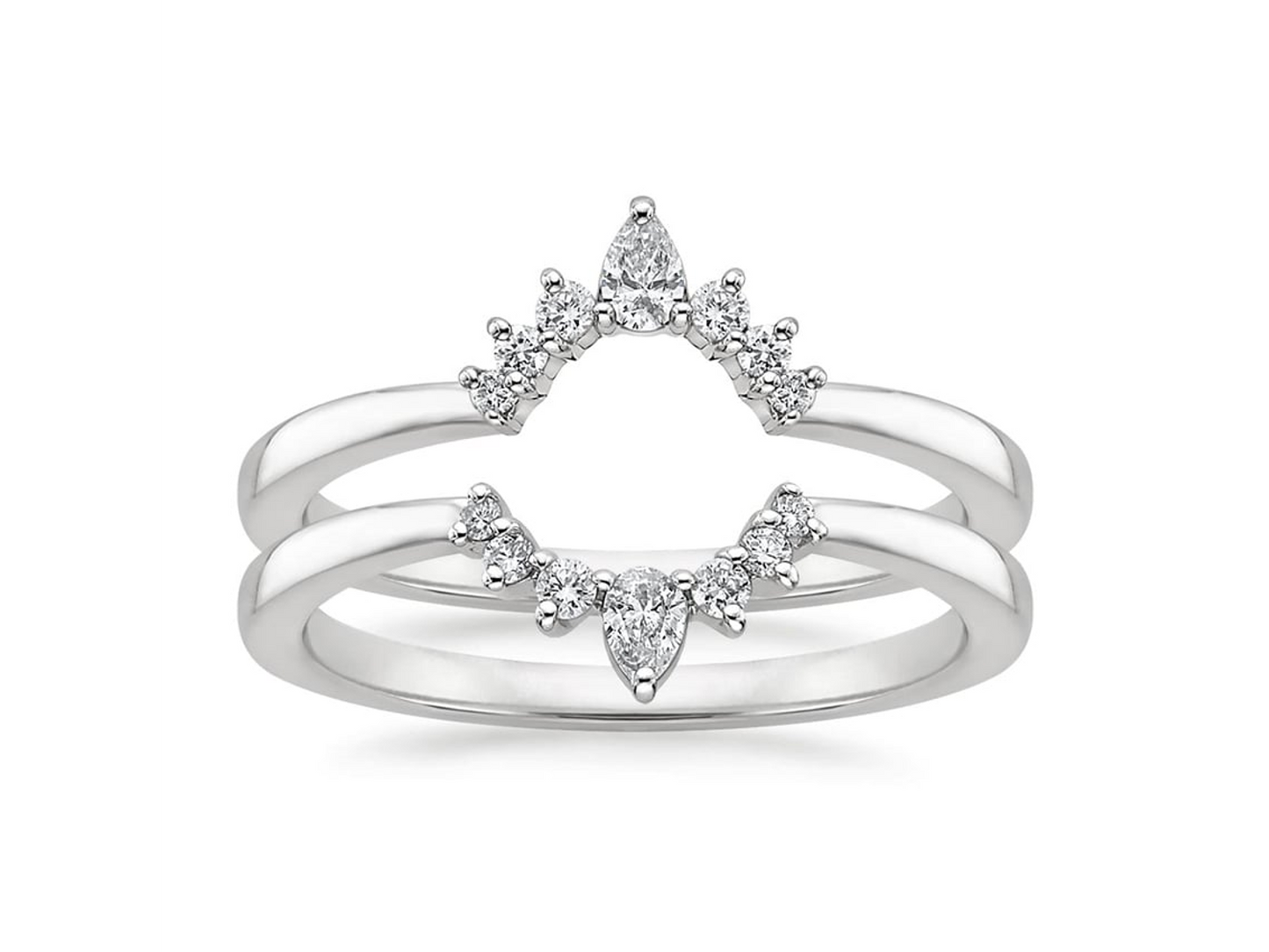 Dazzling Crescent Nest 18K White Gold Nested Diamond Ring Stack 1/5 ctw