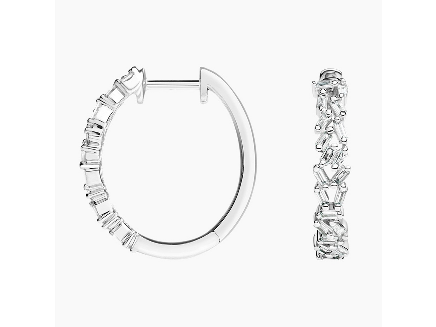 Radiant Baguette Cluster Hoop Earrings 1/4 ctw