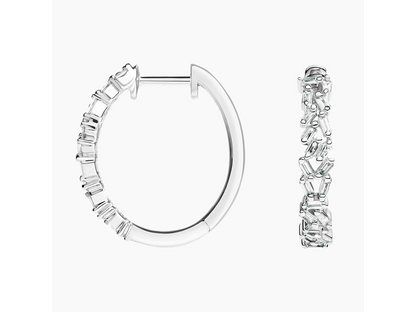 Radiant Baguette Cluster Hoop Earrings 1/4 ctw