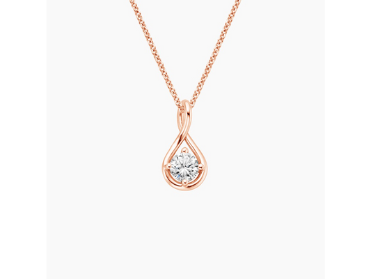 Twist of Radiance Round Brilliant Diamond Pendant in 14K Rose Gold