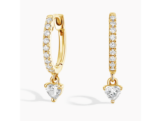 Love's Embrace 14K Yellow Gold Heart Shaped Lab Diamond Earrings 1/3 ctw