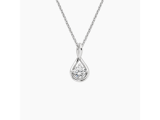 Ethereal Twist Round Brilliant Lab Diamond Pendant (1/2 ctw) in 18K White Gold