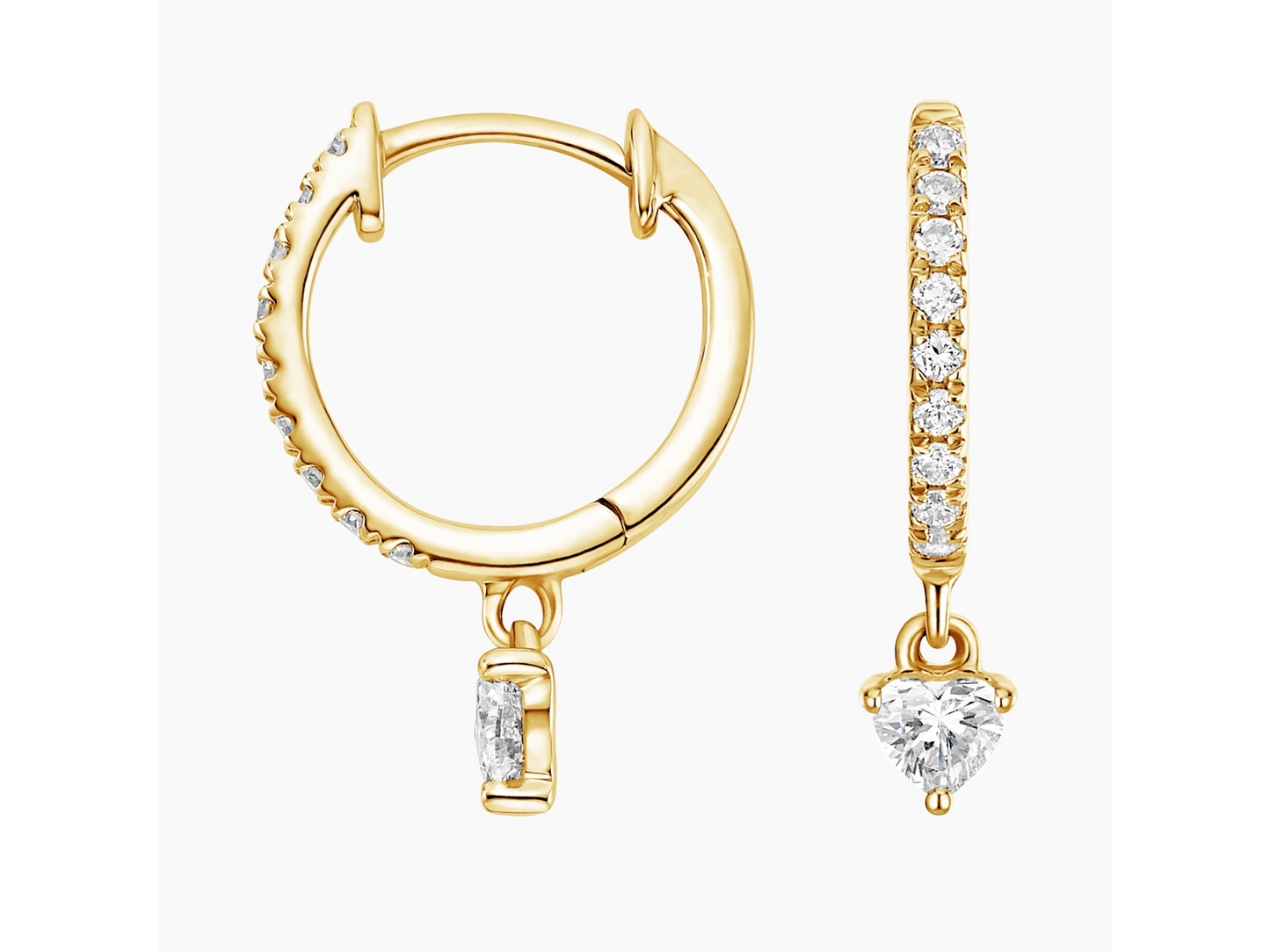Love's Embrace 14K Yellow Gold Heart Shaped Lab Diamond Earrings 1/3 ctw