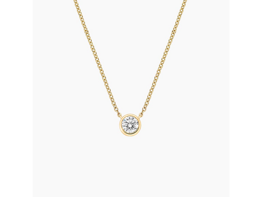 Sleek Solitaire Lab Diamond Bezel Pendant (1/4 ctw) in 14K Yellow Gold