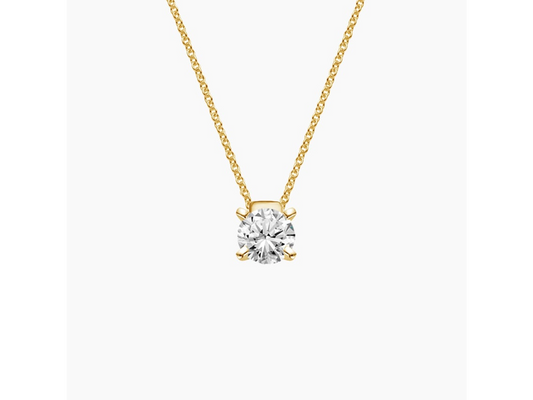 Elegant Glide 18K Yellow Gold Lab Grown Diamond Pendant (1 ctw)