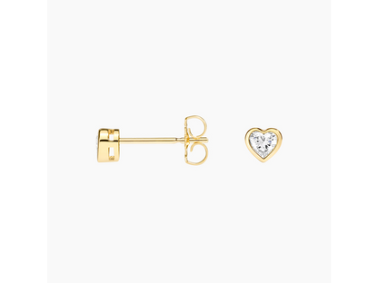 Glistening Heart Lab Diamond Bezel Stud Earrings 1/4 ctw