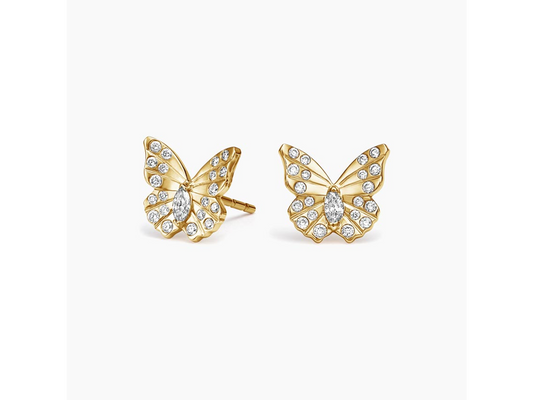 Enchanted Wings 14K Yellow Gold Logan Hollowell Flutter Lab Diamond Stud Earrings