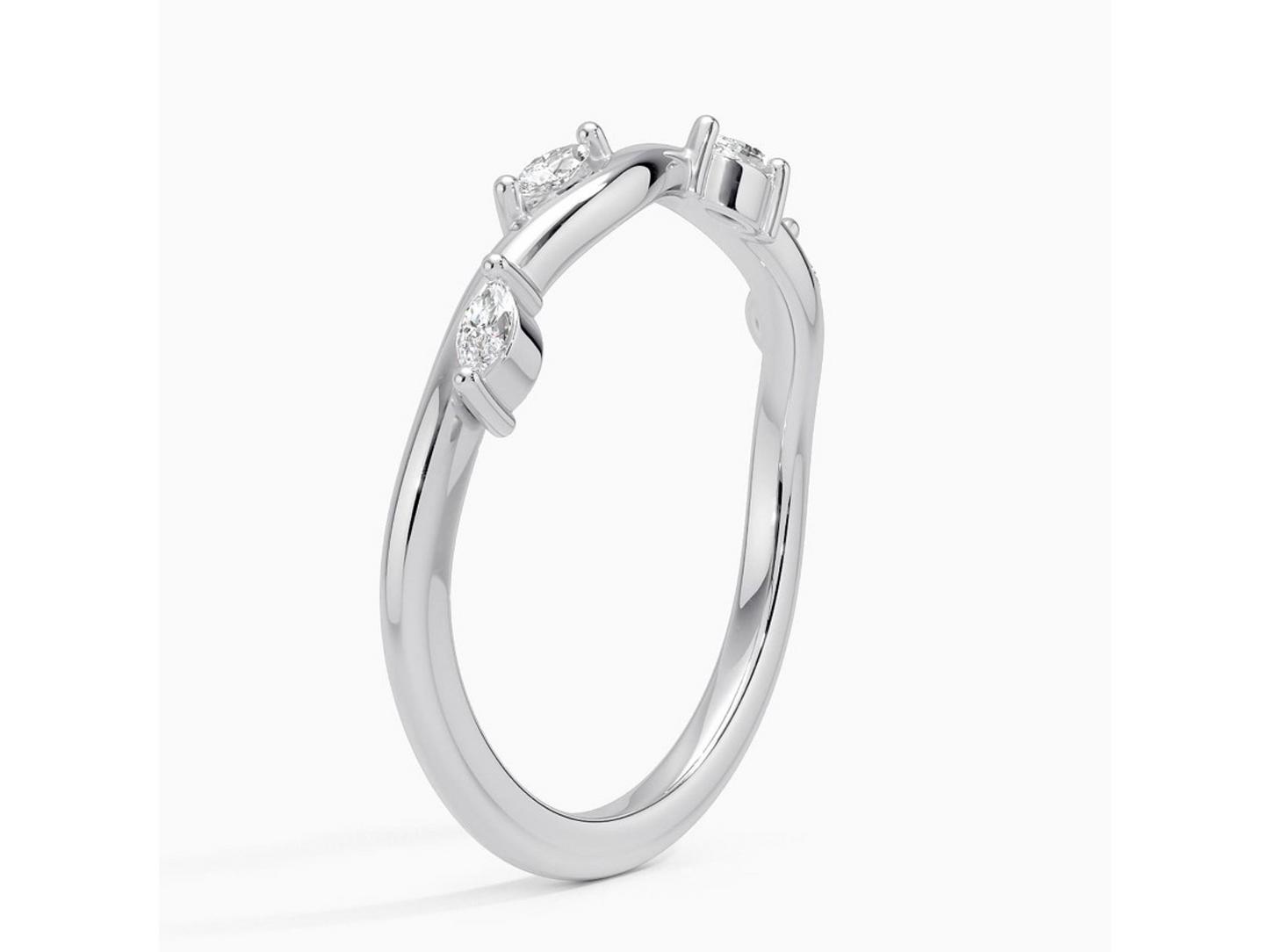 Vineyard Whispers Marquise Diamond Wedding ring 1/8 ctw