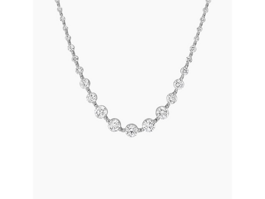 Riviere Style 18K White Gold Lab Diamond Necklace 6 1/8 ctw