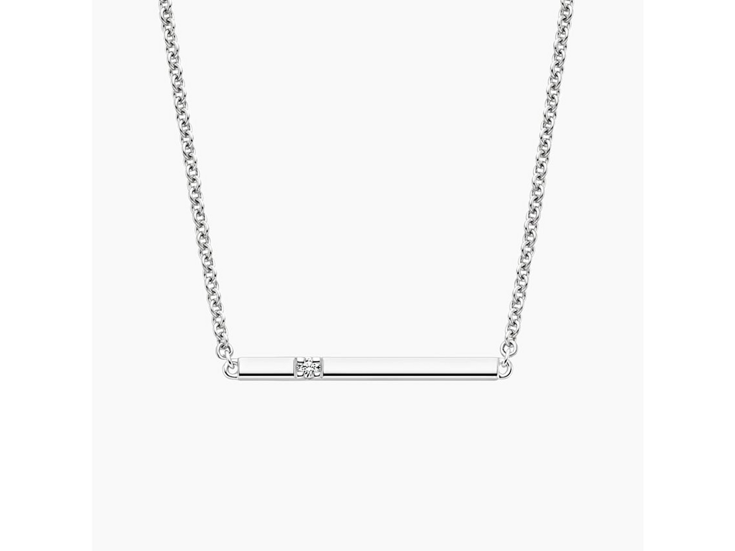 Contemporary Elegance Silver Diamond Bar Pendant