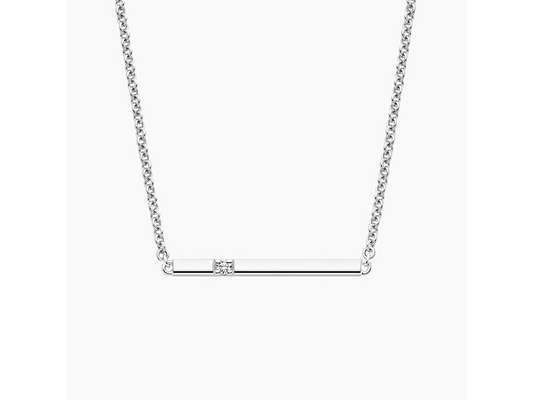 Contemporary Elegance Silver Diamond Bar Pendant