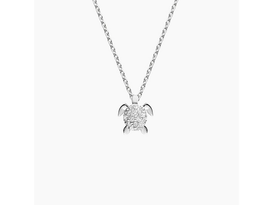 Nature's Brilliance Silver Turtle Diamond Pendant