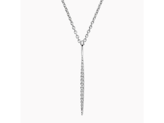 18K White Gold Pointe Scalloped Diamond Pendant 1/15 ctw