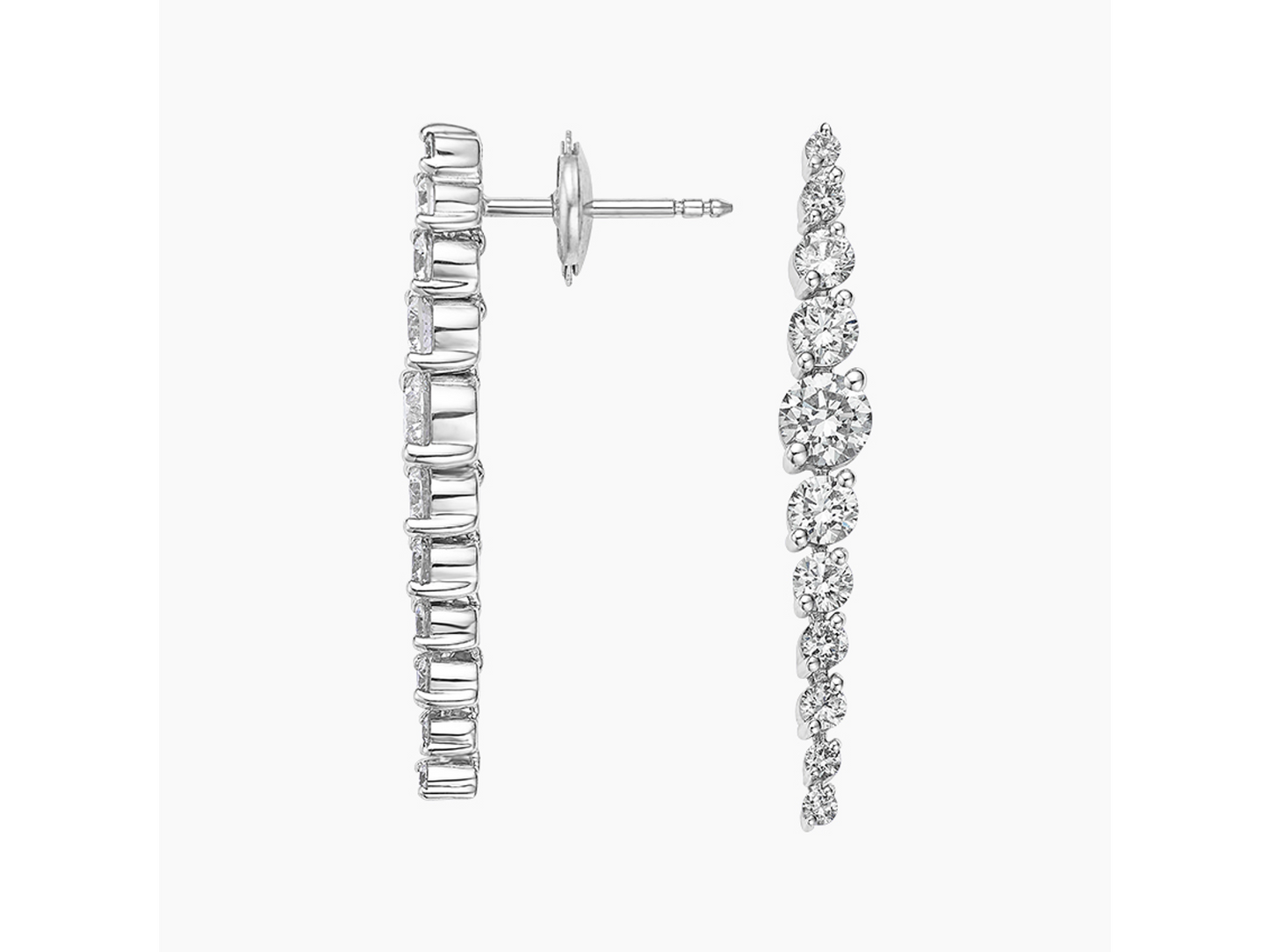 Dazzling Cascade 18K White Lab Diamond Angled-Set Tennis Earrings 1 1/2 ctw