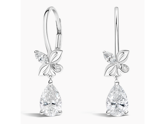 Luxurious Bloom 18K White Gold Calla Lab Diamond Drop Earrings 2 1/4 ctw