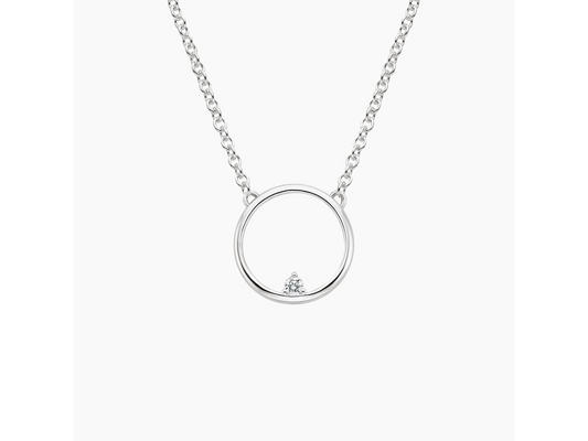 Elegant Unity Silver Diamond Hoop Pendant