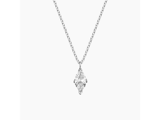 18K White Gold Radiant Marquise Diamond Solitaire Pendant 3/4 ctw