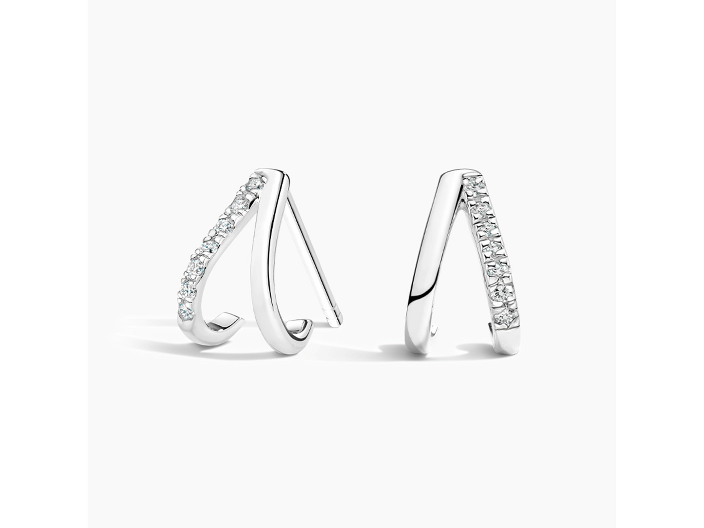Diamond Split Hoop Huggie Earrings