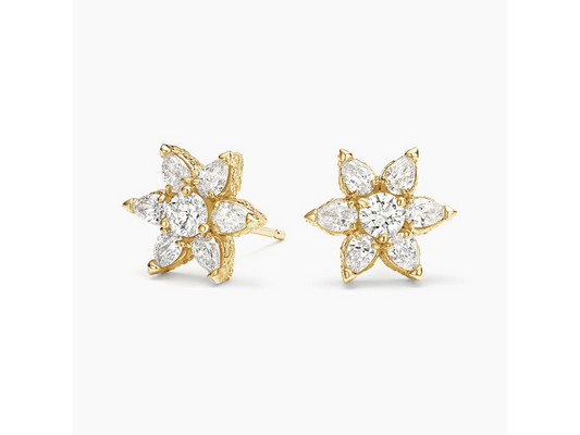 Enchanted Blooms 14K Yellow Gold Logan Hollowell Flora Lab Diamond Earrings 5/8 ctw