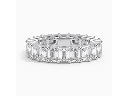 Eternal Radiance 5 ctw Emerald Cut Lab Diamond Eternity Ring in 18K White Gold