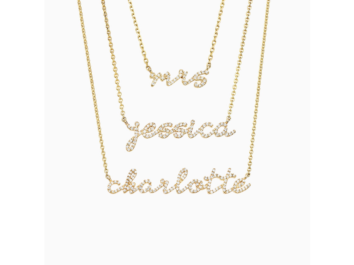 Lustrous Script Diamond Name Necklace in 14K Yellow Gold