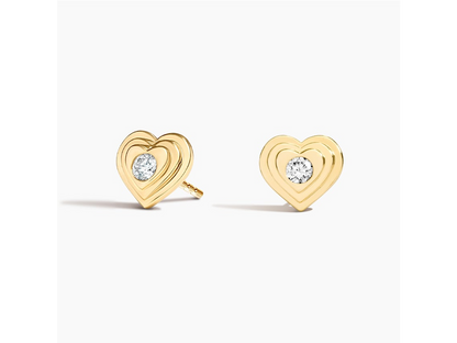Radiant Love 14K Yellow Gold Sweetheart Lab Diamond Stud Earrings