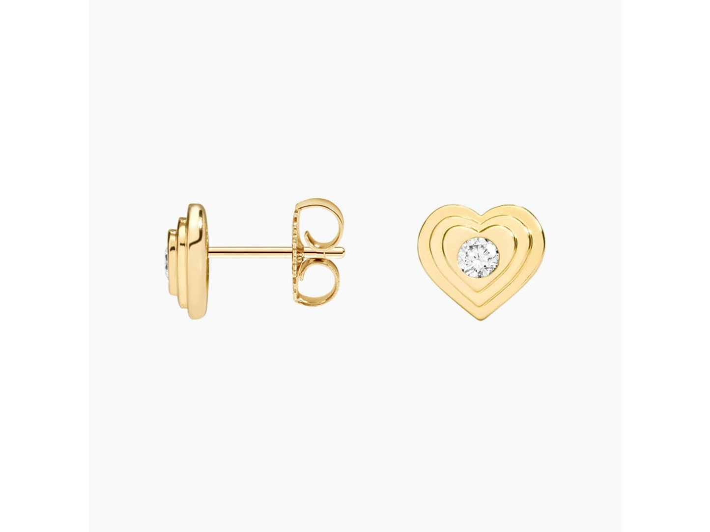 Radiant Love 14K Yellow Gold Sweetheart Lab Diamond Stud Earrings