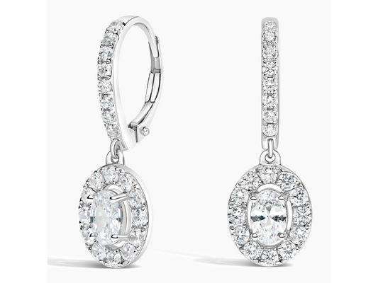 Regal Radiance Katherine Lab Diamond Halo Drop Earrings 2 ctw