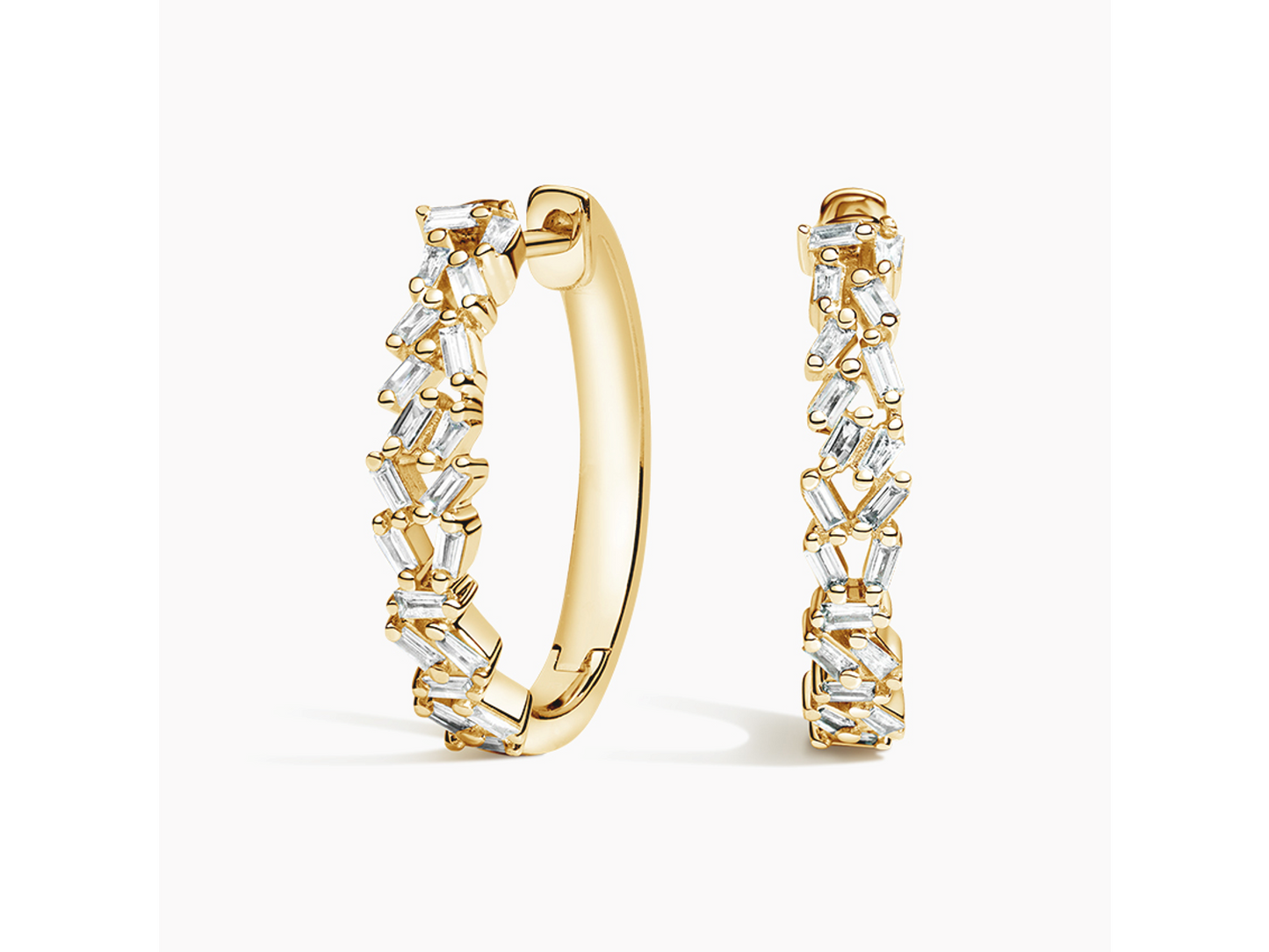 Dazzling Baguette Cluster Hoop Earrings (1/4 ctw)