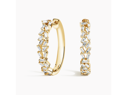 Dazzling Baguette Cluster Hoop Earrings (1/4 ctw)