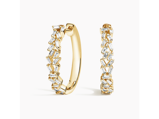 Dazzling Baguette Cluster Hoop Earrings (1/4 ctw)