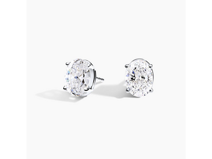 Timeless Elegance 18K White Gold Oval Lab Grown Diamond Stud Earrings 2 ctw