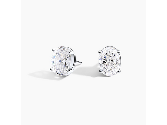 Timeless Elegance 18K White Gold Oval Lab Grown Diamond Stud Earrings 2 ctw