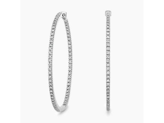 Echo Brilliance 18K White Gold Diamond Hoop Earrings 3/4 ctw