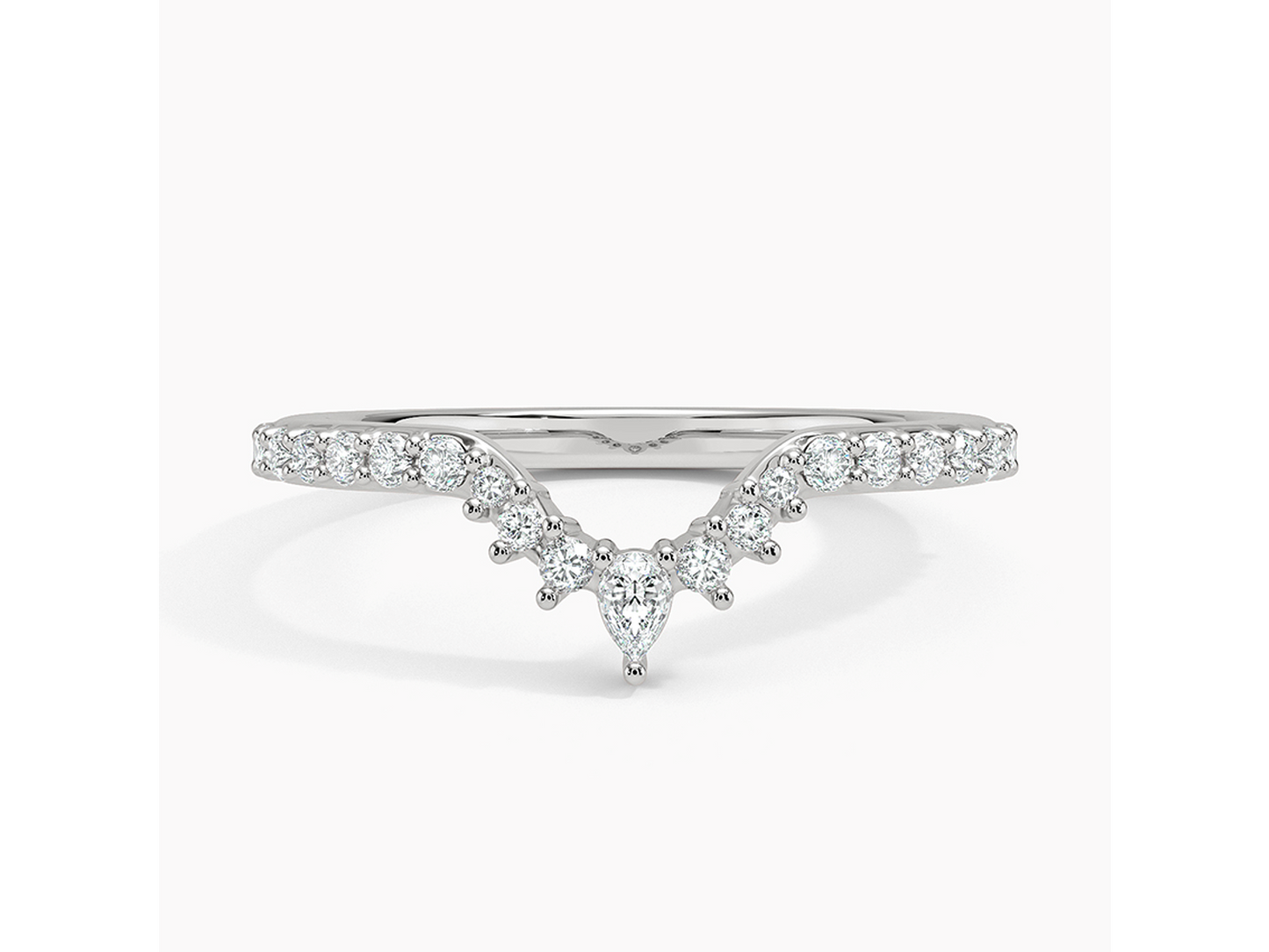 Dazzling Crescent 1/3 ctw Pear and Round Diamond Ring