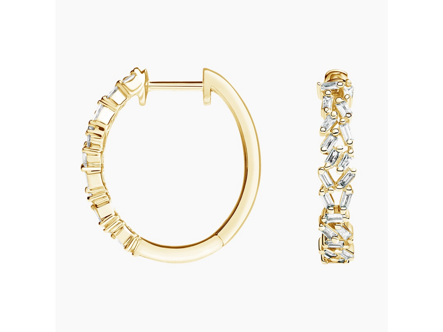 Dazzling Baguette Cluster Hoop Earrings (1/4 ctw)