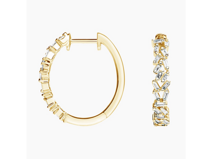 Dazzling Baguette Cluster Hoop Earrings (1/4 ctw)