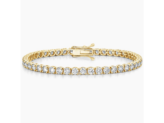 Radiant Sparkle 18K Yellow Gold Certified Lab Grown Diamond Tennis Bracelet 7 ctw