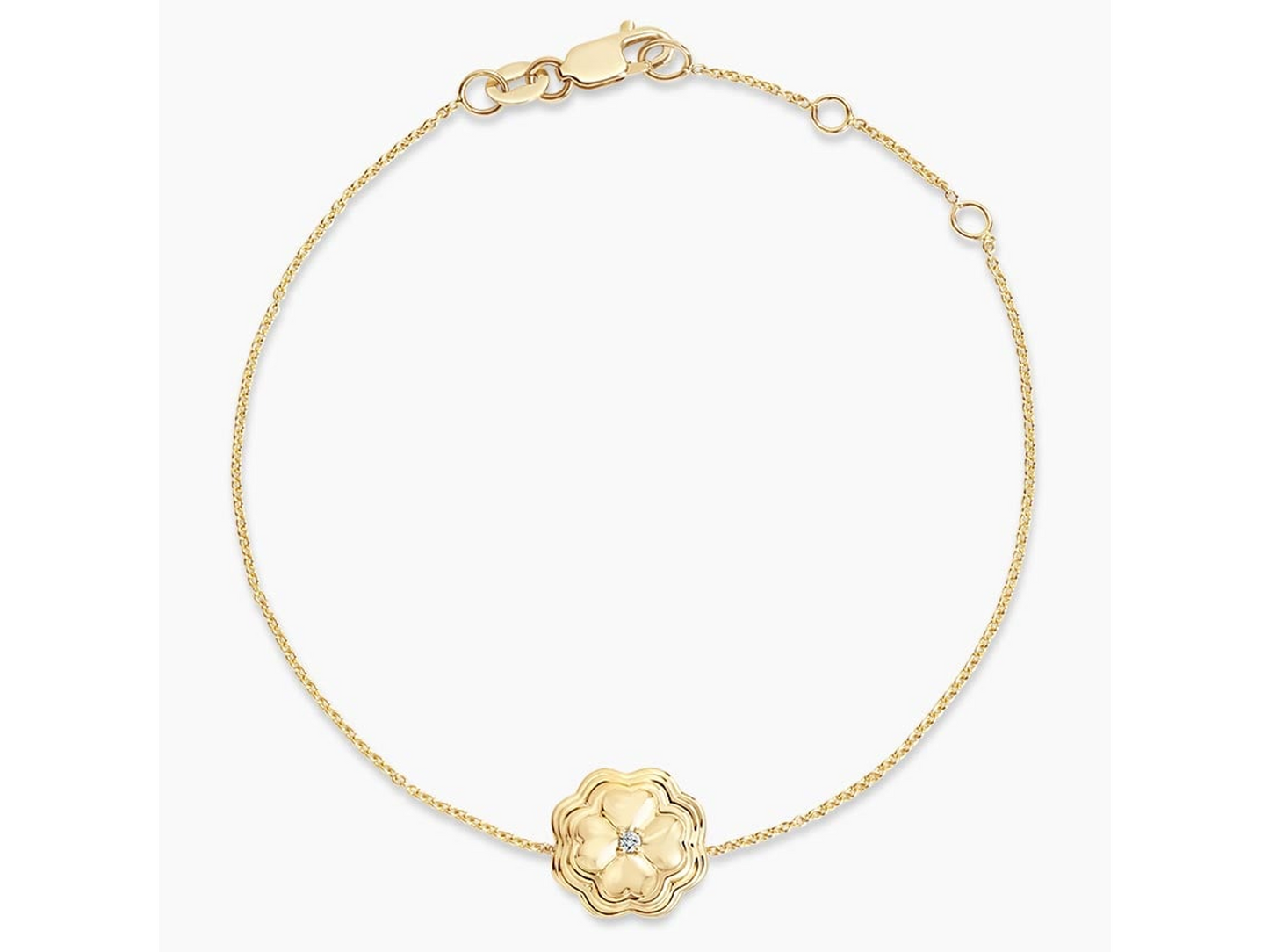 Heartfelt Luck 14K Yellow Gold Clover Lab Diamond Bracelet