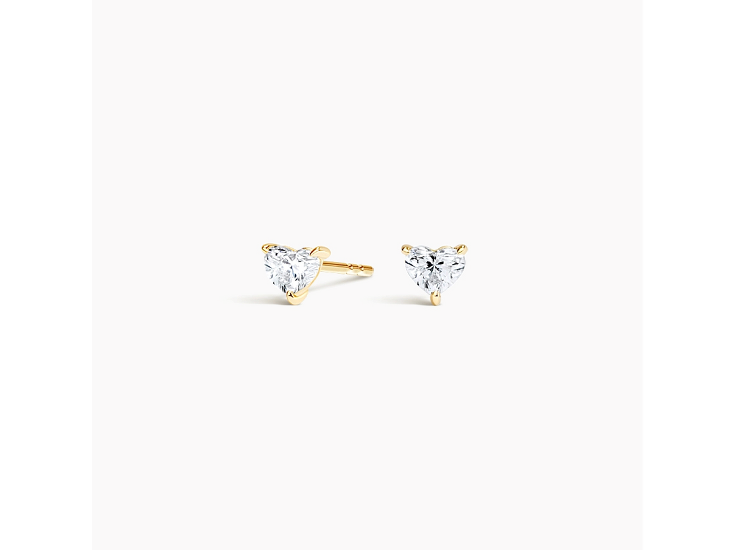 Romantic Chic 14K Yellow Gold Heart Lab Diamond Stud Earrings (1/4 ctw)