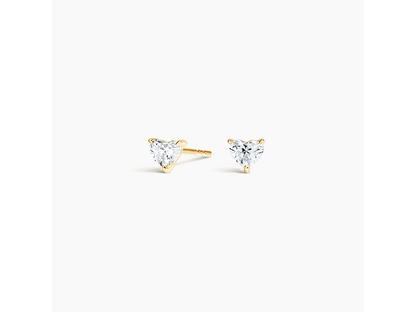 Romantic Chic 14K Yellow Gold Heart Lab Diamond Stud Earrings (1/4 ctw)